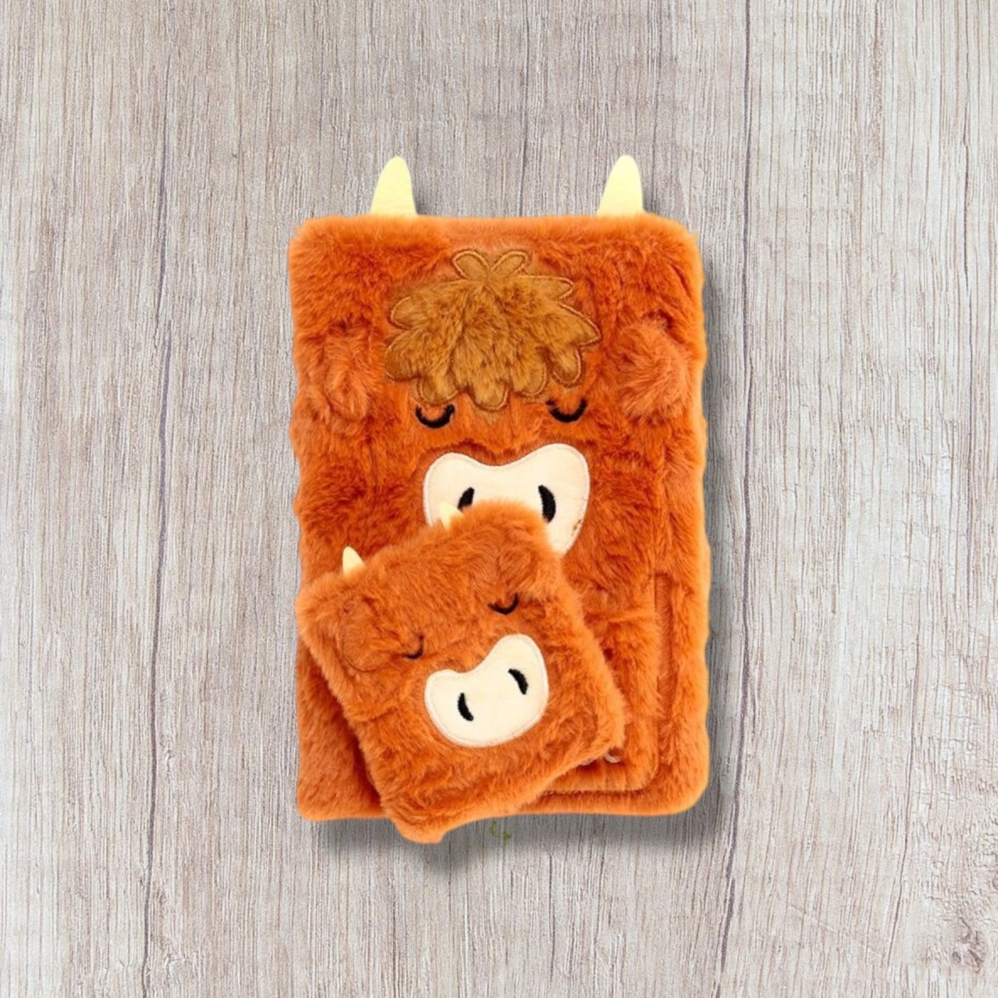 Plush Highland Cow A5 Notebook Set with Pouch & Mini Notebook
