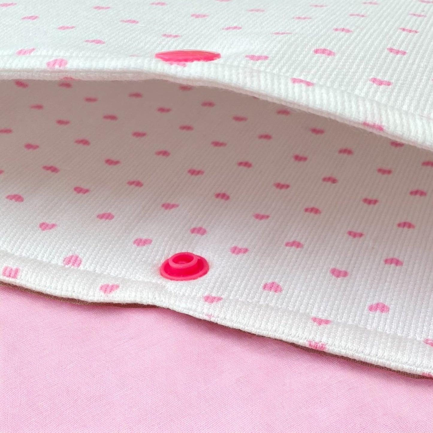 Pink Heart Print Cotton Book Pouch