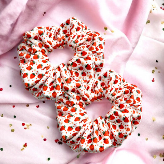 Strawberry Print Scrunchies