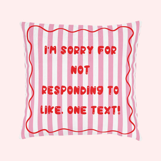 “I’m Sorry for Not Responding to Like, One Text!” Cushion