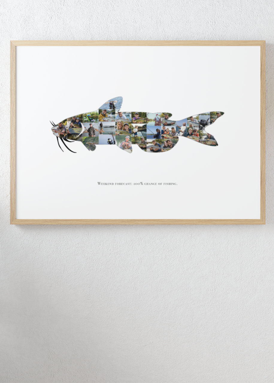 Personalised Catfish Photo Collage Print – Custom Fishing Gift