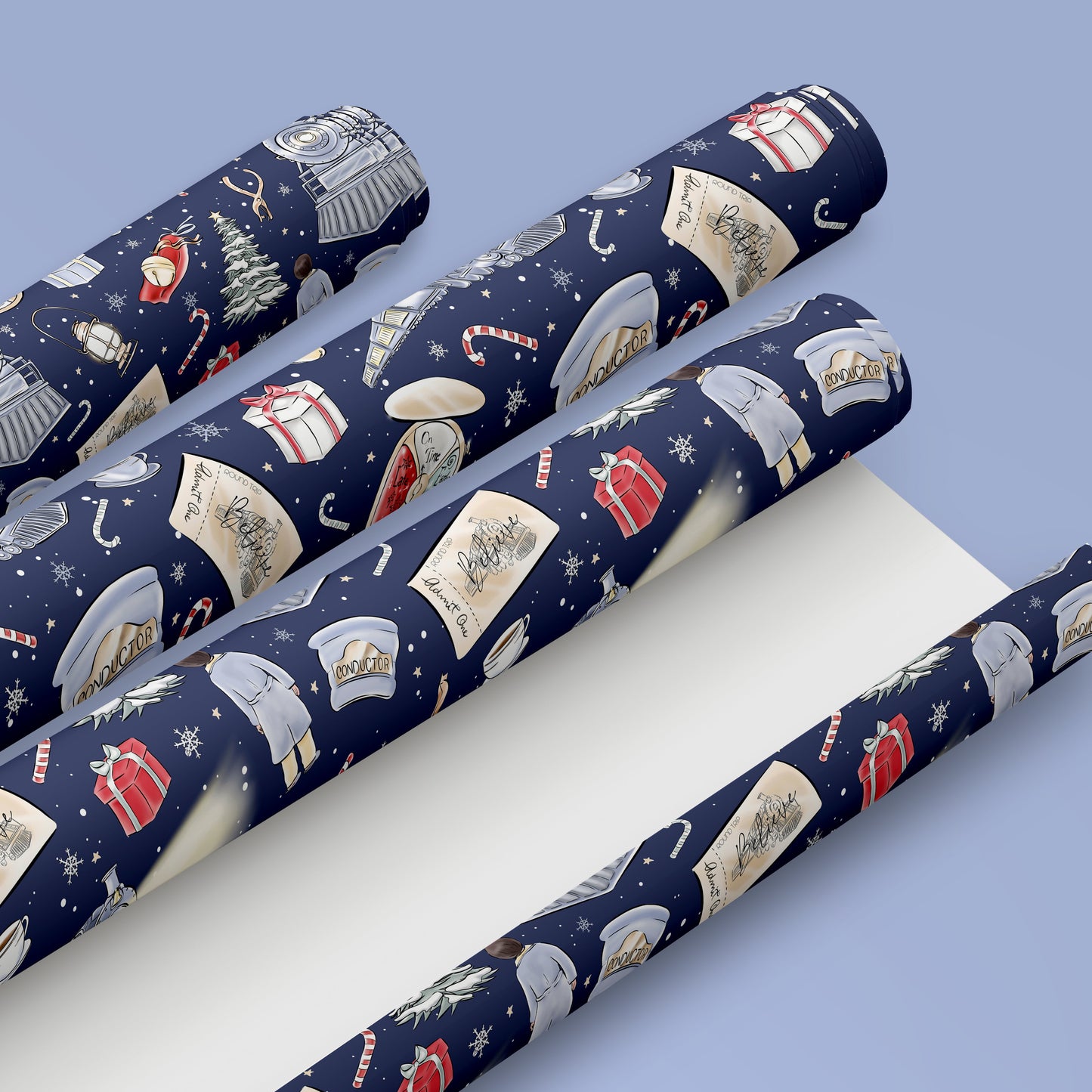Magical Christmas Train Wrapping Paper | Believe Bell Holiday Gift Wrap