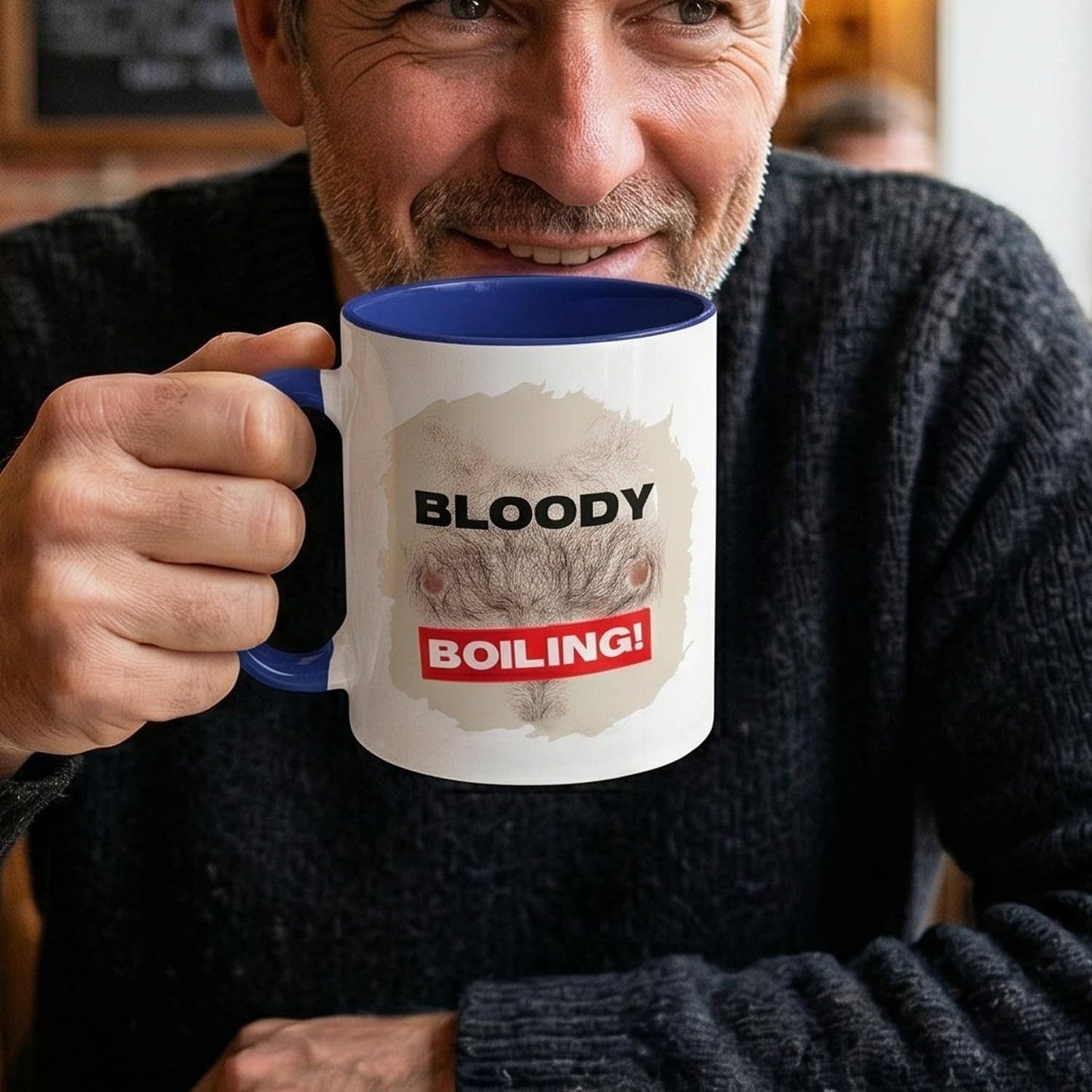 Bloody Boiling! Friday Night Hairy Chest Cobalt Mug