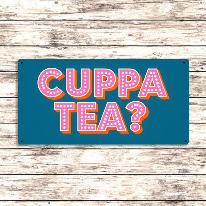 Cuppa Tea? Metal Sign – Fun Retro Kitchen Wall Decor