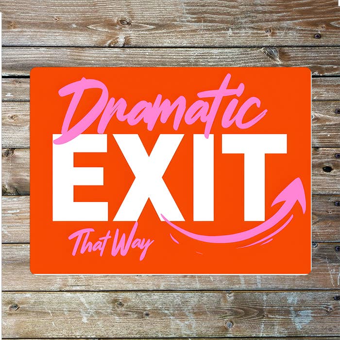 Dramatic Exit Red Arrow Metal Sign Plaque