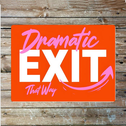 Dramatic Exit Red Arrow Metal Sign Plaque