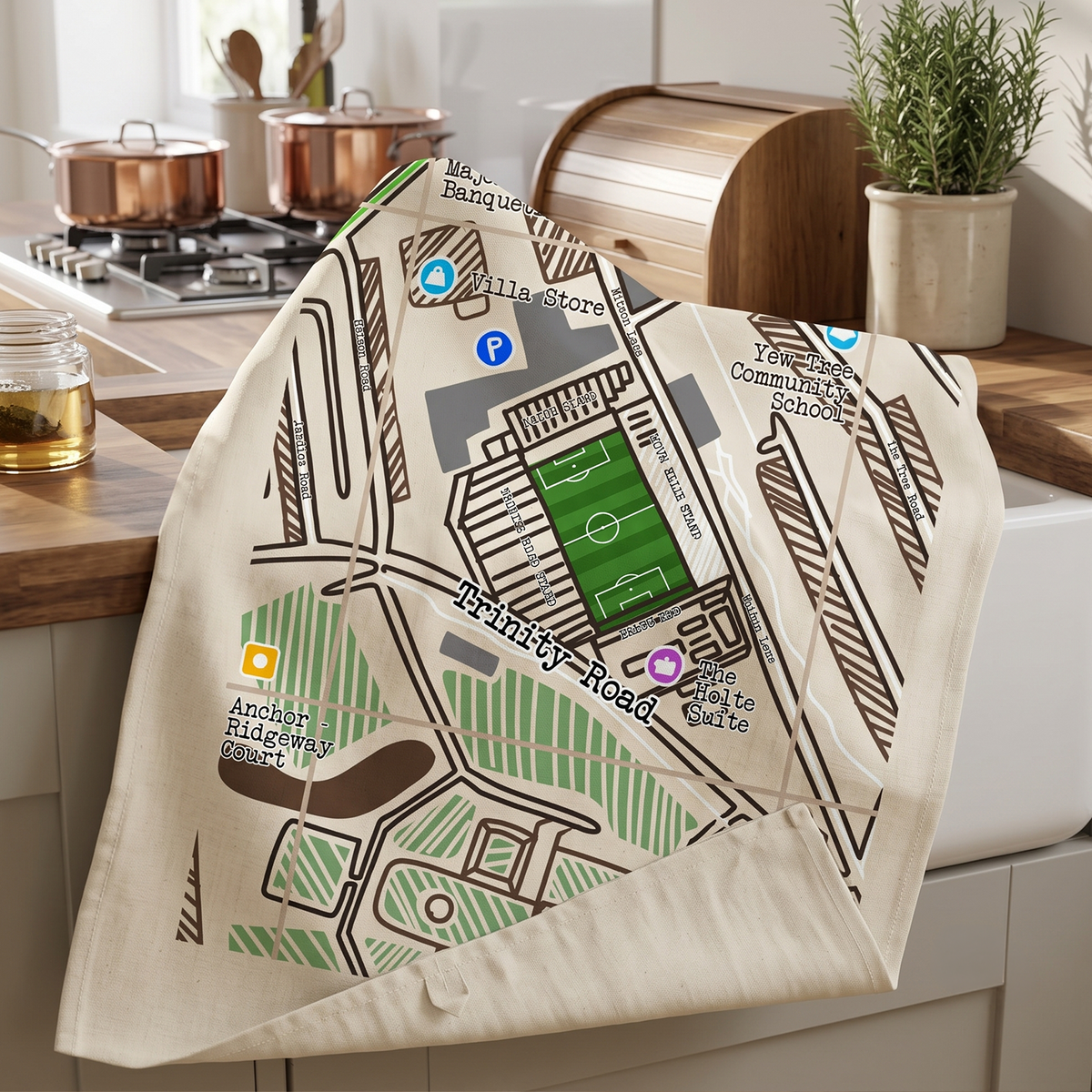 Birmingham Football Stadium Map Tea Towel