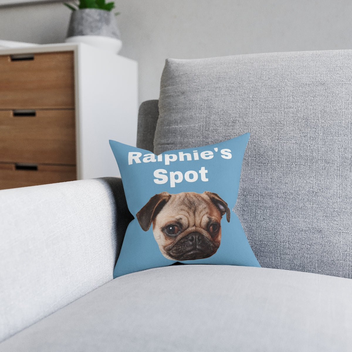 Personalised Pet Spot Cushion – Custom Pet Photo & Name