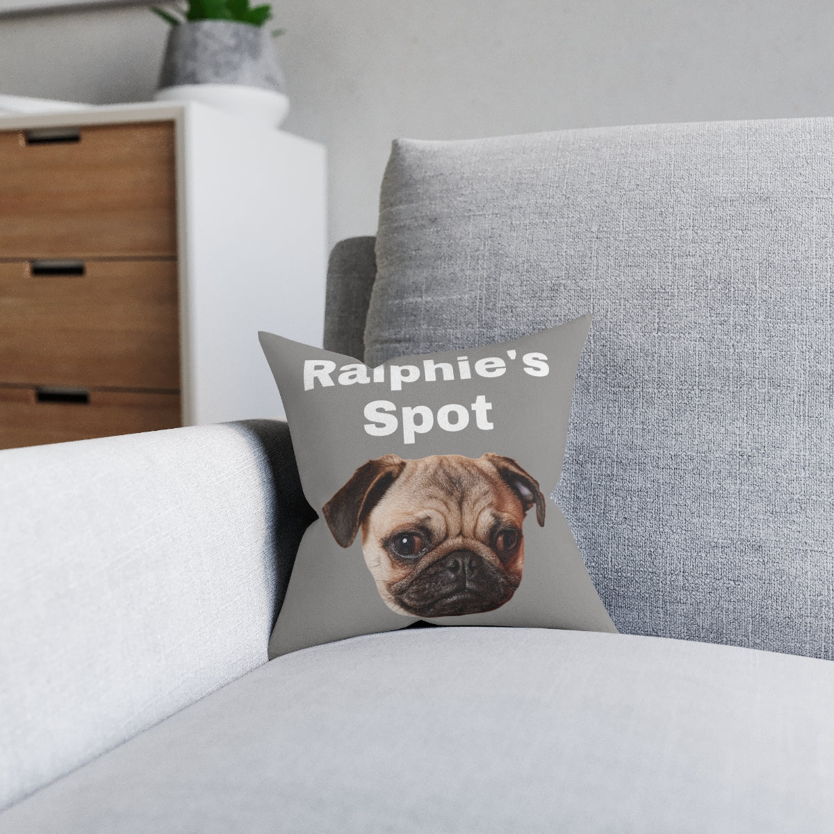 Personalised Pet Spot Cushion – Custom Pet Photo & Name