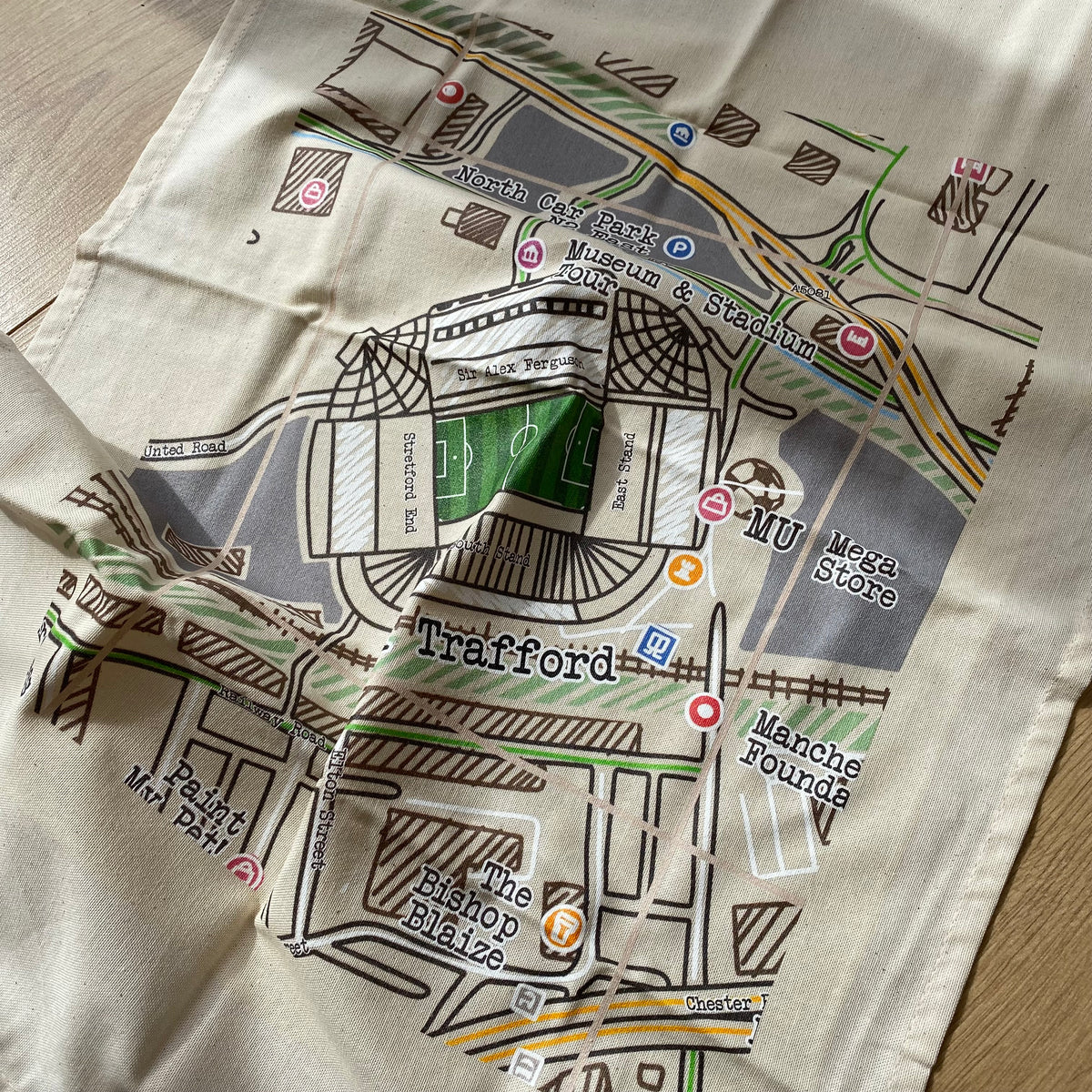 Manchester Football Map Cotton Tea Towel