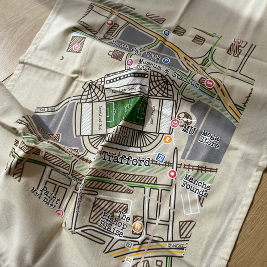 Manchester Football Map Cotton Tea Towel