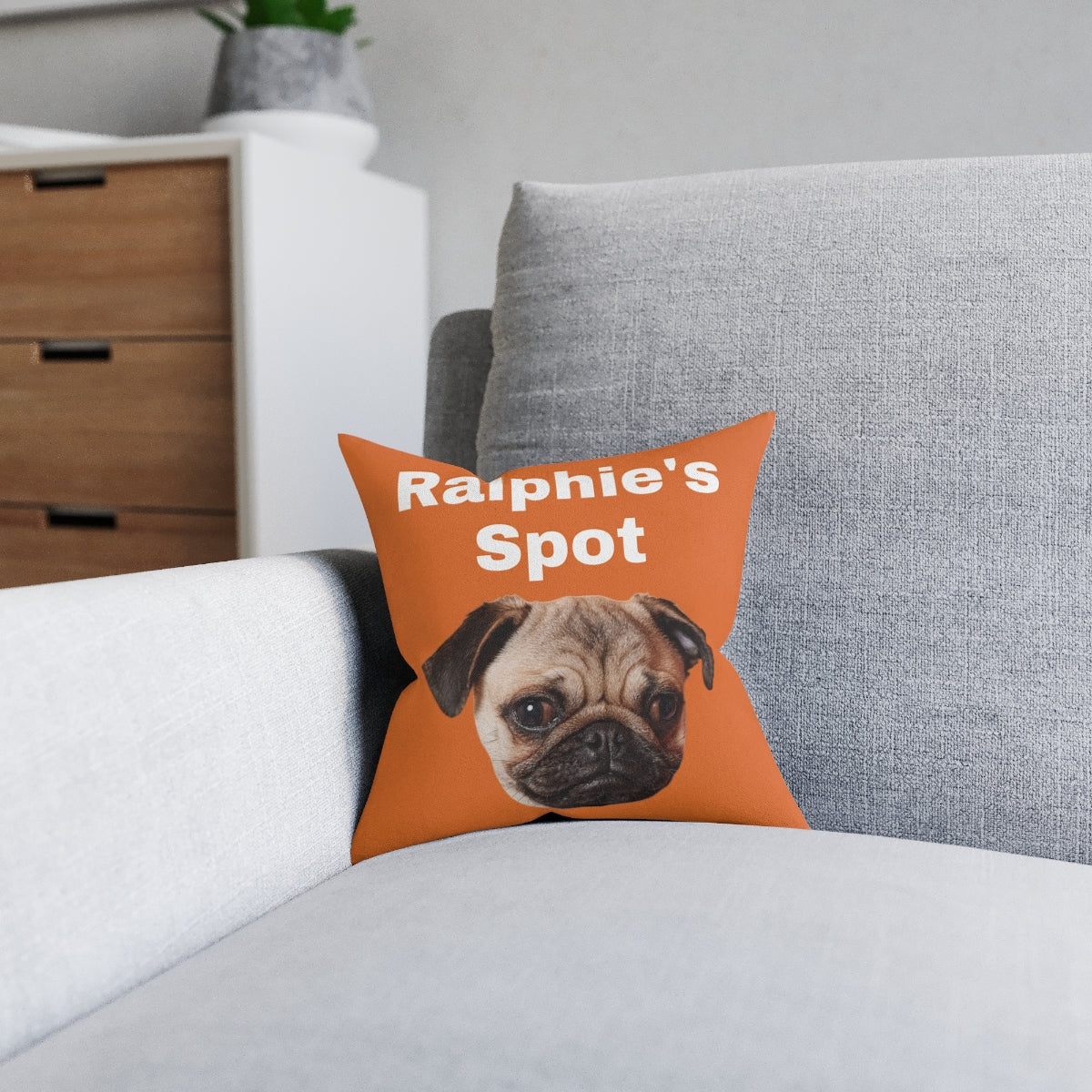 Personalised Pet Spot Cushion – Custom Pet Photo & Name
