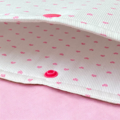 Pink Heart Print Cotton Book Pouch