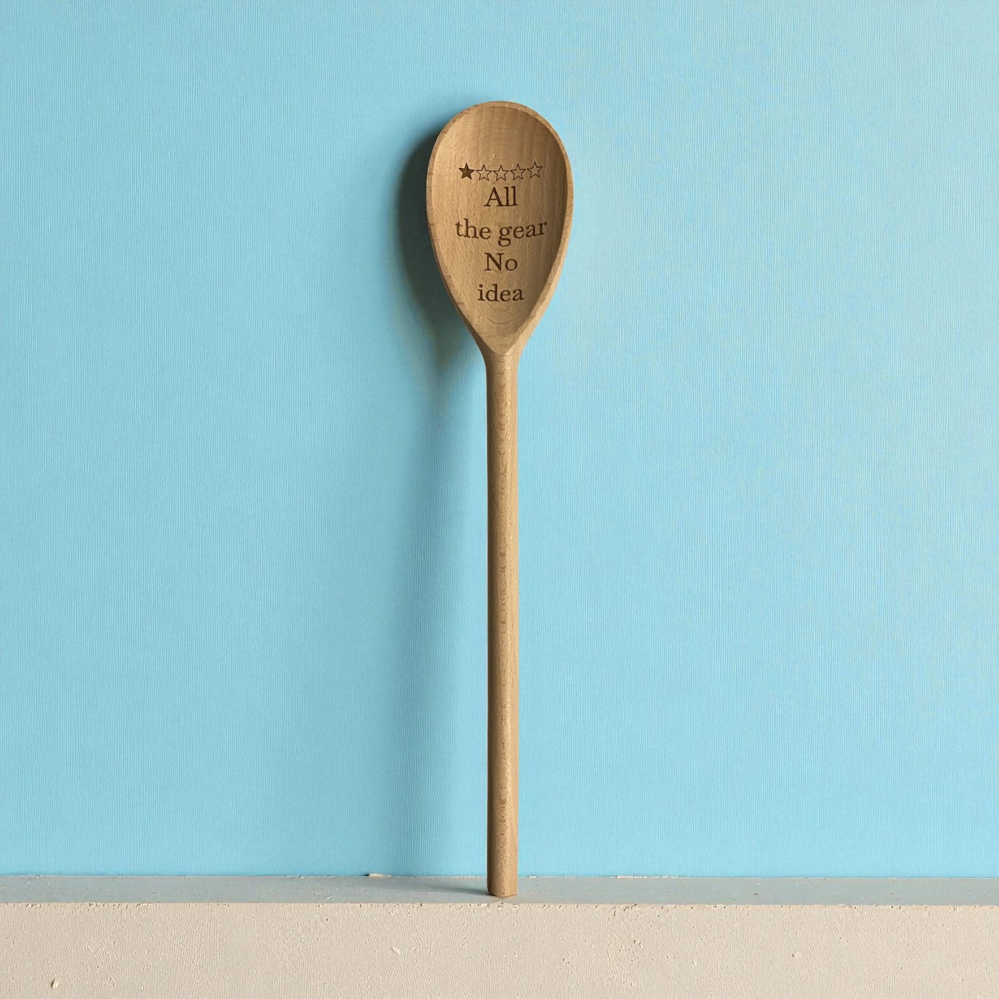 “All the Gear No Idea” Engraved Wooden Spoon
