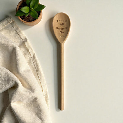 “All the Gear No Idea” Engraved Wooden Spoon
