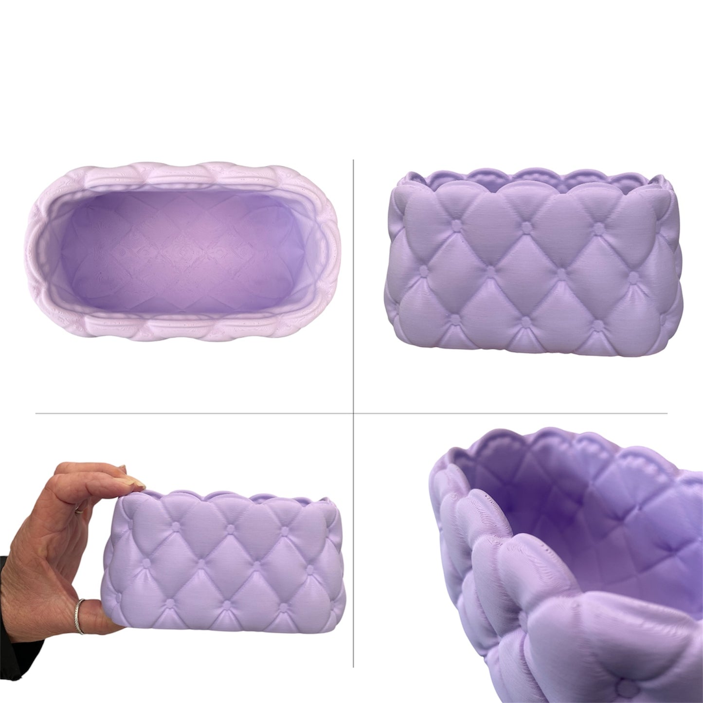 Lavender Quilted Makeup Brush Pot