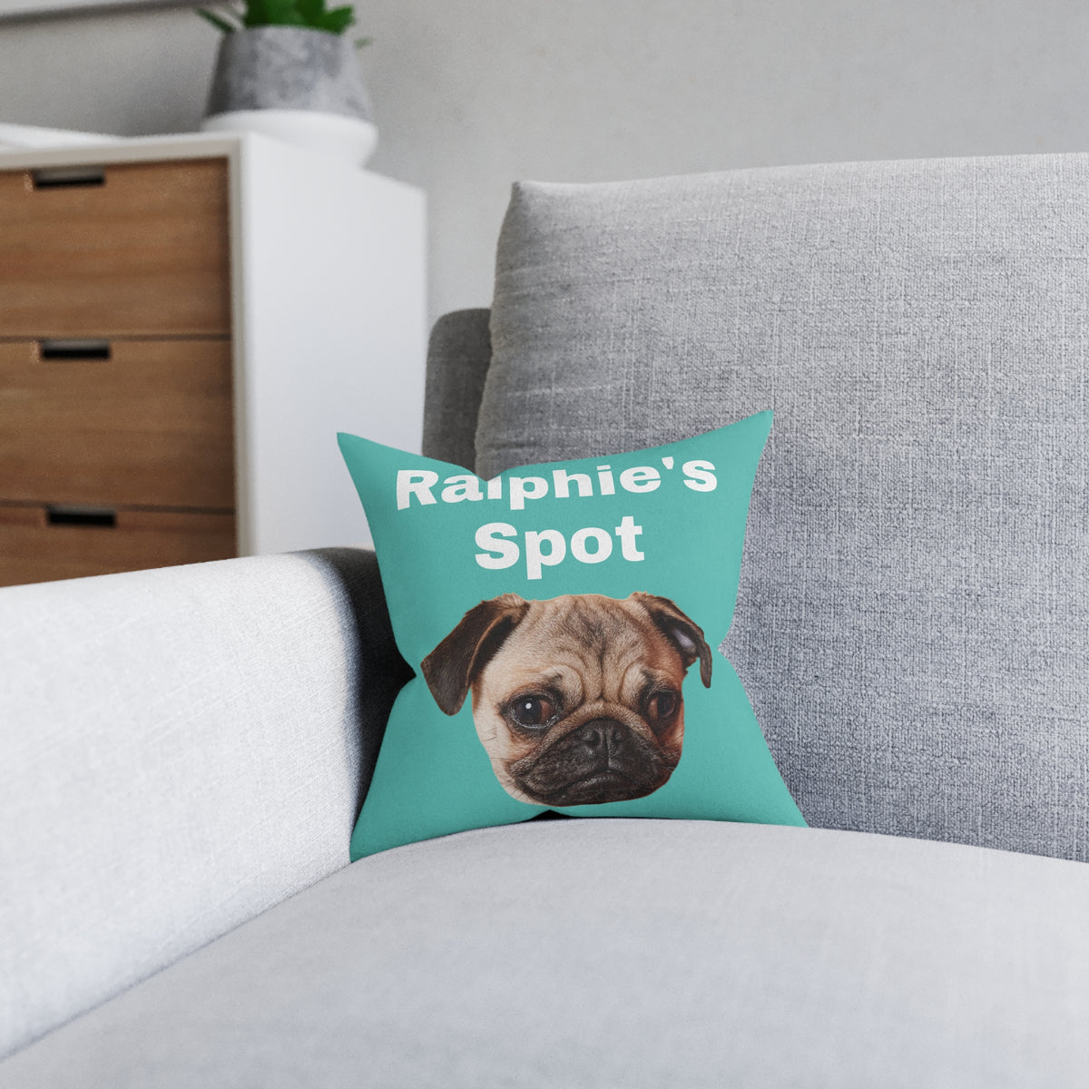 Personalised Pet Spot Cushion – Custom Pet Photo & Name