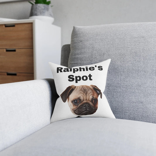 Personalised Pet Spot Cushion – Custom Pet Photo & Name