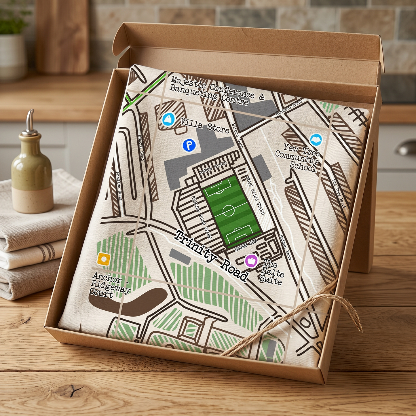Birmingham Football Stadium Map Tea Towel