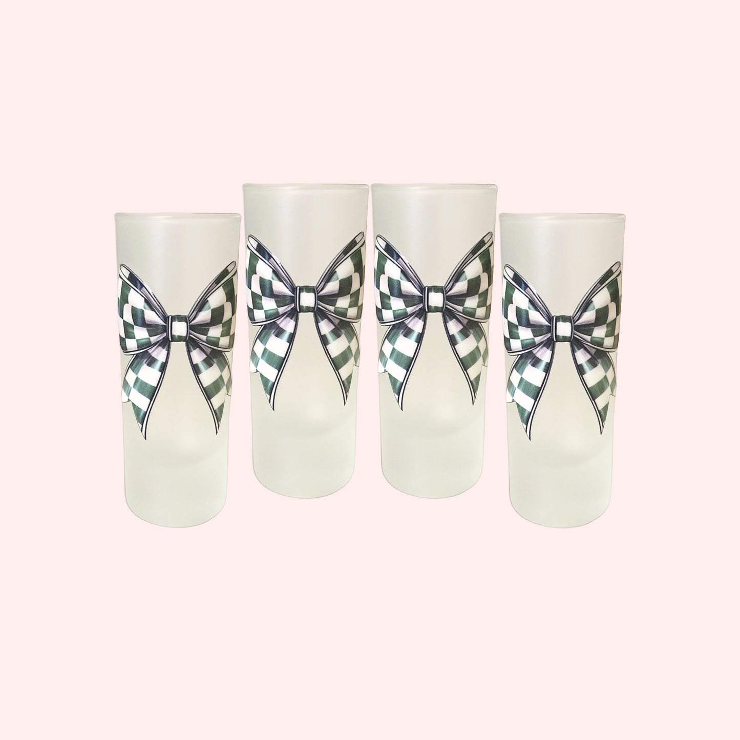 Green Chequered Bow Shot Glass