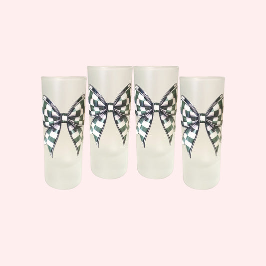 Green Chequered Bow Shot Glass