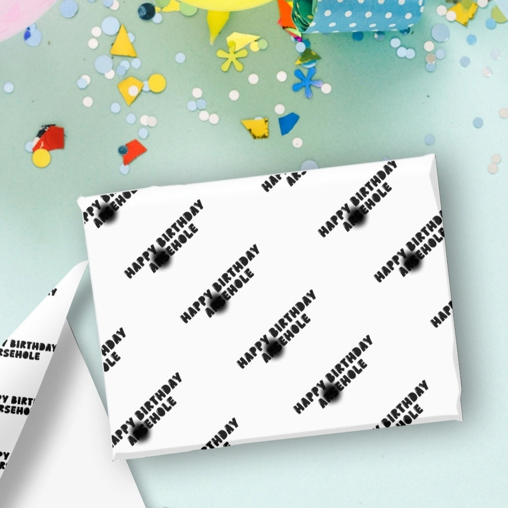 Cheeky Happy Birthday Arsehole Wrapping Paper | Funny Rude Birthday Gift Wrap | A1 or 1 Metre