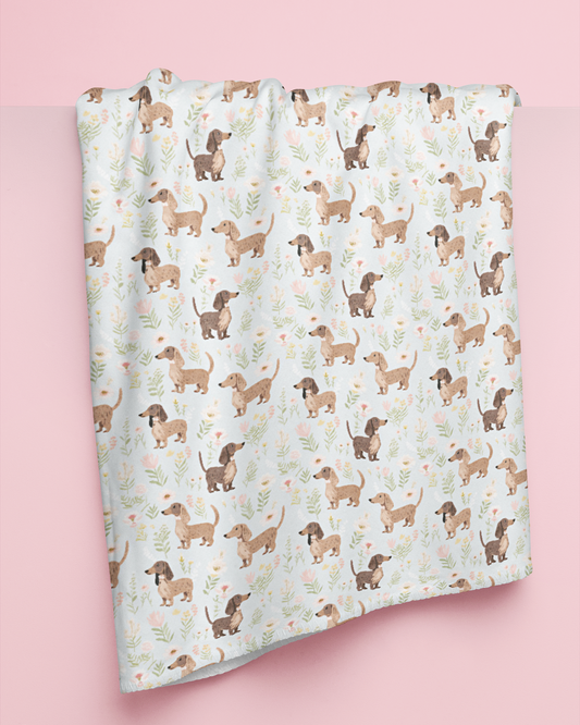 Dachshund Print Fleece Blanket