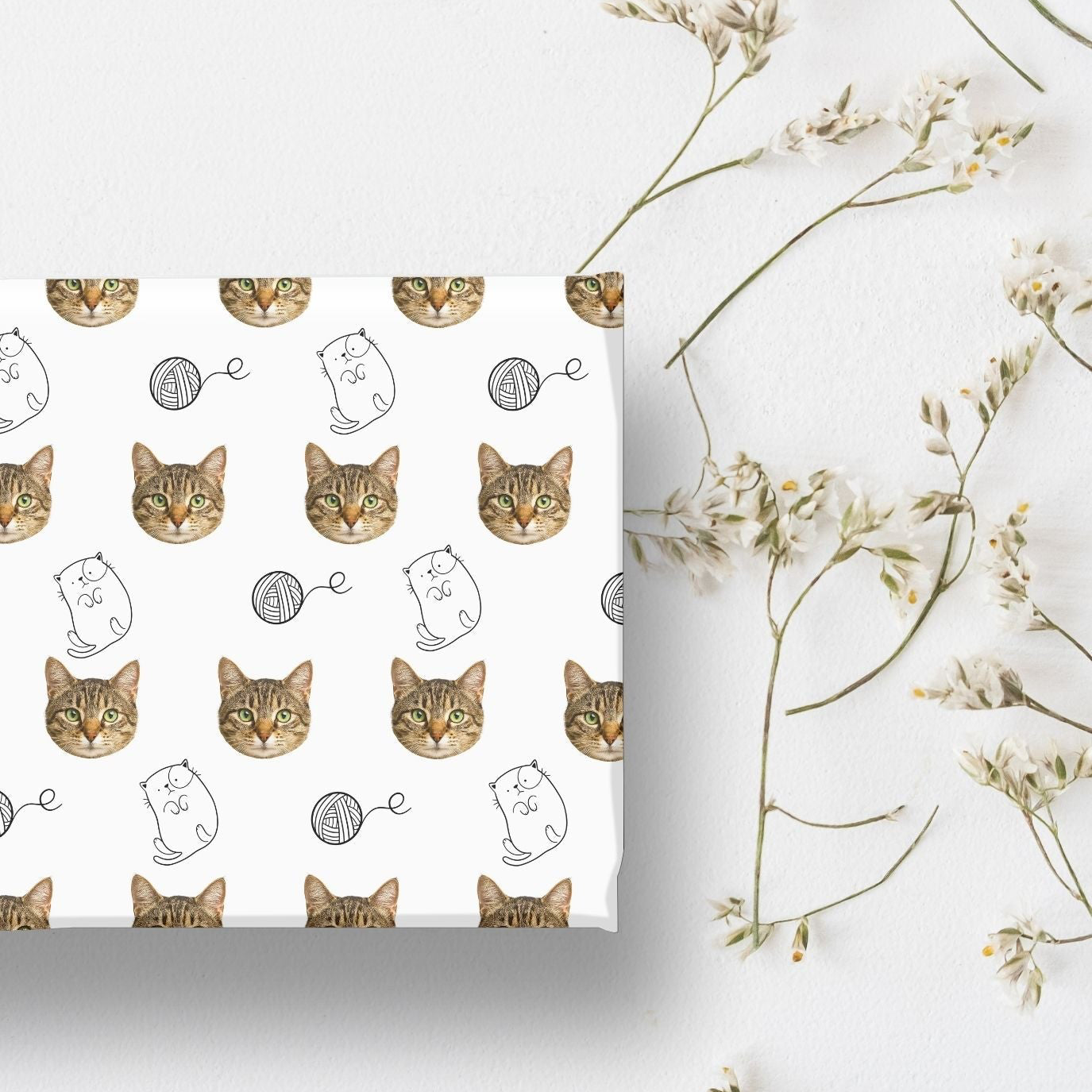 Personalised Cat Wrapping Paper – Custom Pet Face Gift Wrap