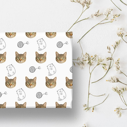 Personalised Cat Wrapping Paper – Custom Pet Face Gift Wrap