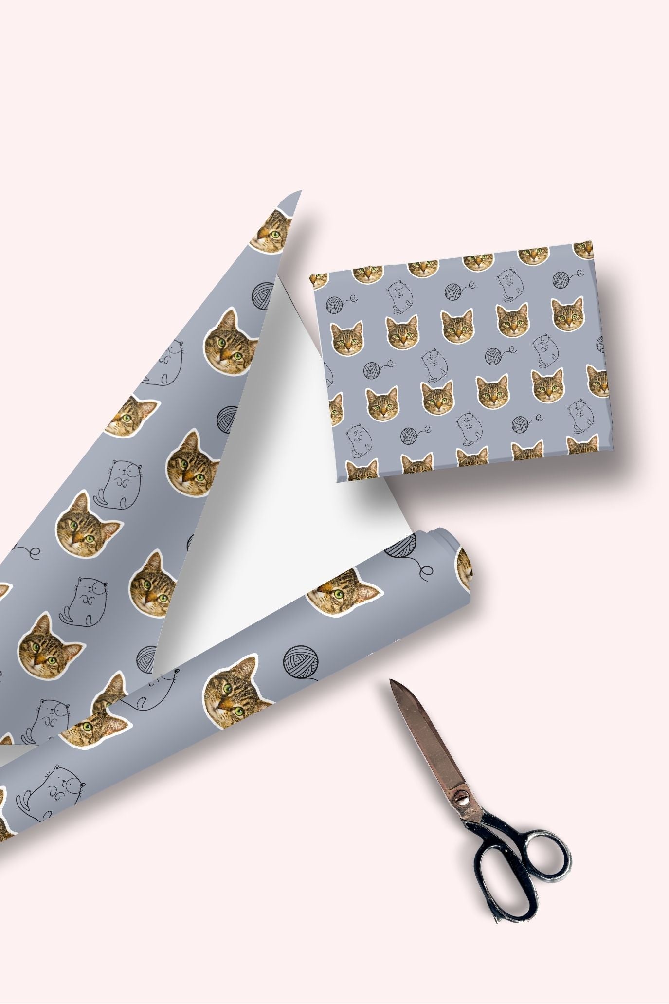 Personalised Cat Wrapping Paper – Custom Pet Face Gift Wrap