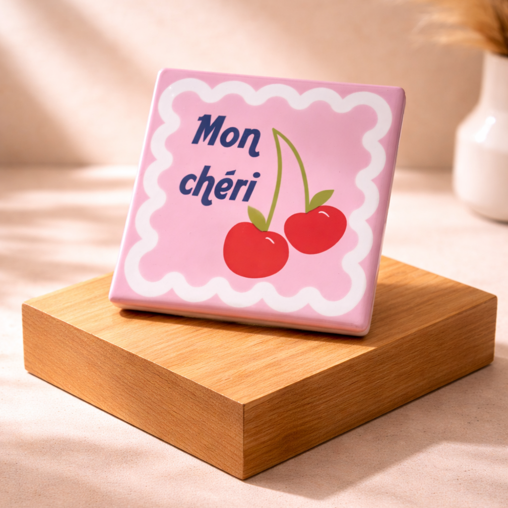 Mon Chéri Cherry Ceramic Coaster