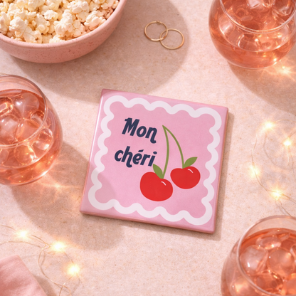Mon Chéri Cherry Ceramic Coaster