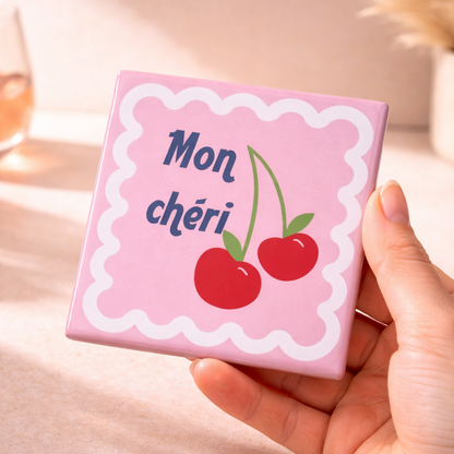 Mon Chéri Cherry Ceramic Coaster