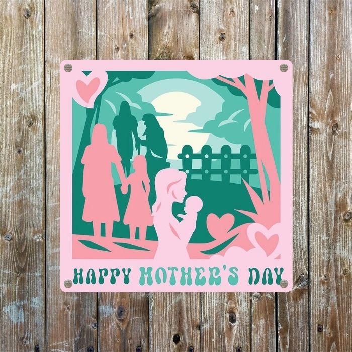 Happy mothers day Mom and Daughter Metal Sign Plaque Square