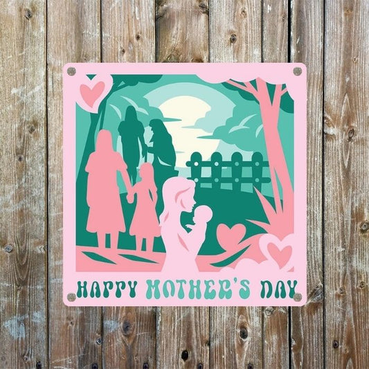 Happy mothers day Mom and Daughter Metal Sign Plaque Square
