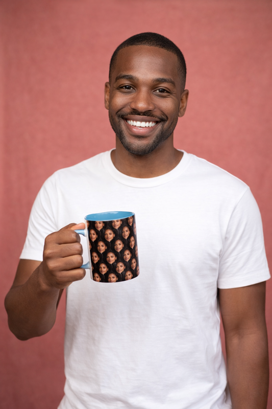 Personalised Face Pattern Mug – Custom Photo Mug with Repeating Face Design