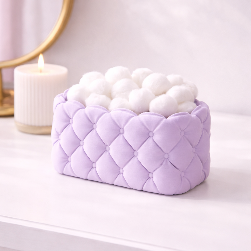 Lavender Quilted Makeup Brush Pot