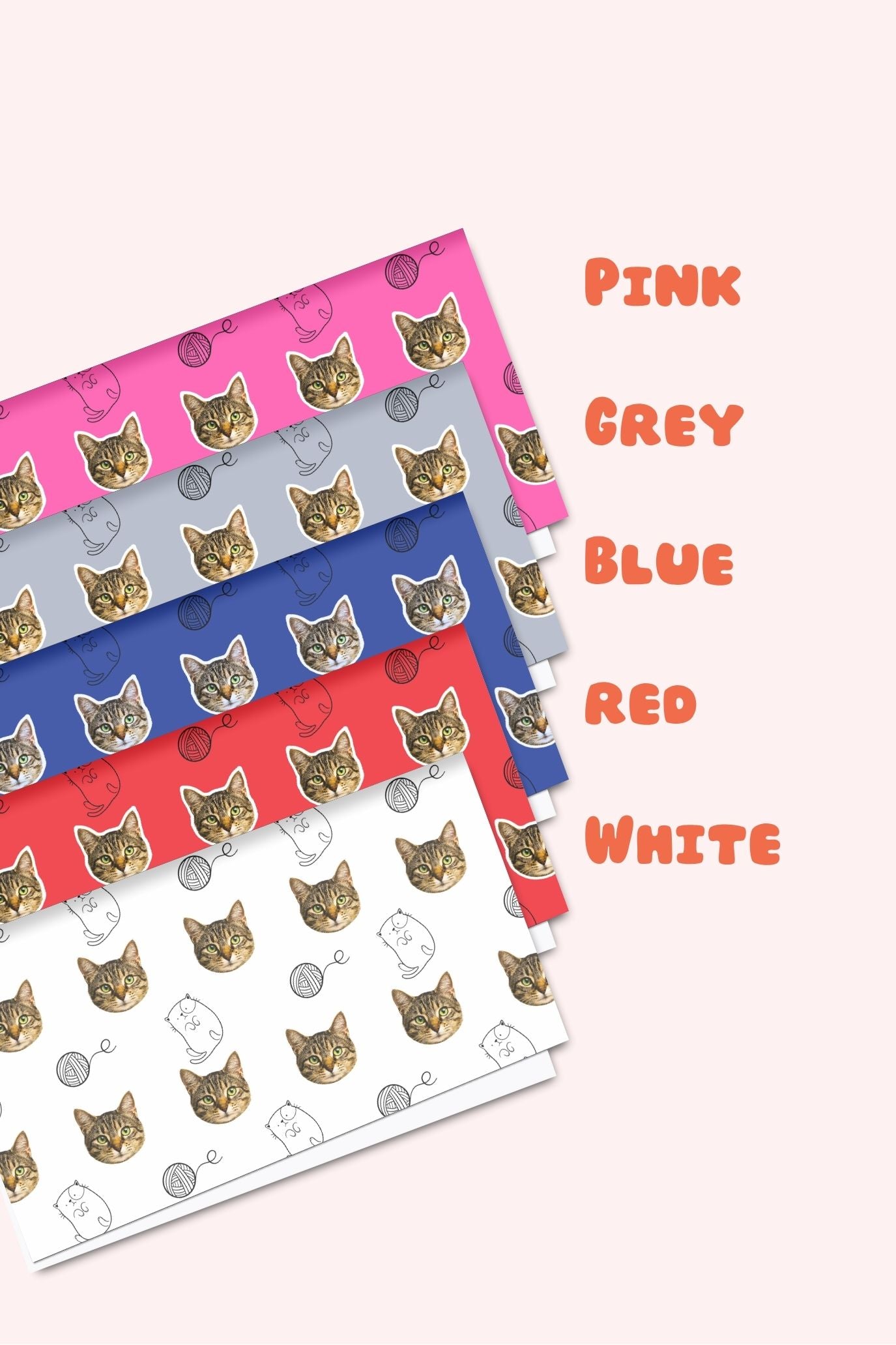 Personalised Cat Wrapping Paper – Custom Pet Face Gift Wrap